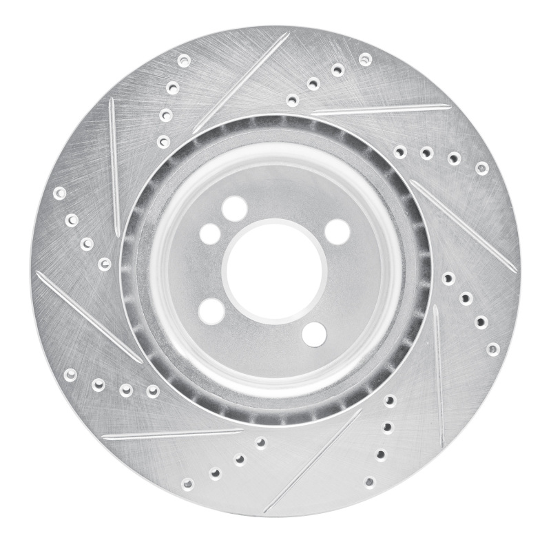 Mini Cooper Clubman Brake Rotor (1) - Front Right - R1 Concepts - Drilled & Slotted - Silver - `09-`14